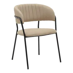 292-000048 Стол Morel бежова ткаенина- црни метални ногарки 55x55x76см