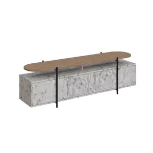 119-001199 ТВ комода Ondine – сива мермер/Природно дрво 160x35.5x48 cm