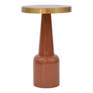287-000007 Помошна масичка Easyful Inart темно розева-златна D40x65cm