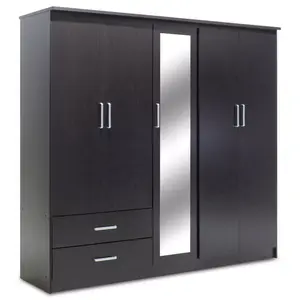 123-000047 Плакар Олимпус со 5 врати и фиоки + огледало во венге боја 198x57x183