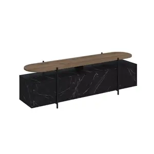 119-001198 ТВ комода Ondine – црн мермер/Природно дрво 160x35.5x48 cm