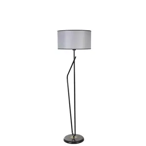 534LUN4585 Подна ламба Alfa Siyah Lambader Silindir Hasır Gri Abajurlu