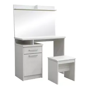 123-000213 Тоалетна маса со огледало Olympus во бела боја 90.5x39.5x75cm