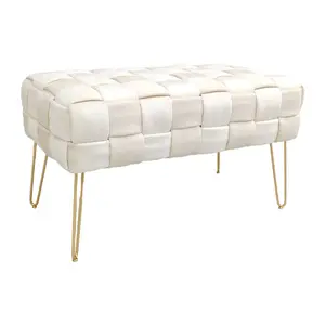 257-000032 Ottoman Wenzo беж кадифе 82x43x46cm