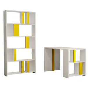 845HCT3849 Работно биро + Полица за книги  BRIZBEJN жолта