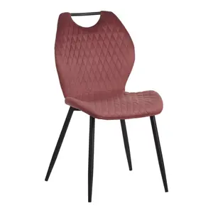 096-000046 Bongo chair кадифе во нијанса на расипано јаболко со црни метални ногарки 56.5x47x84cm