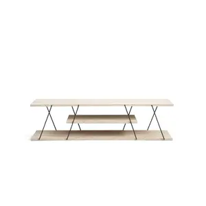 854KLN3087 Тв комода Canaz - Black, Travertine