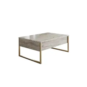 618BLY1354 Клуб Маса Luxe - Travertine, Gold