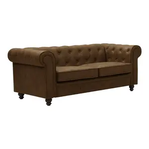 074-000058 Incredible двосед Chesterfield антик кафеава ткаенина