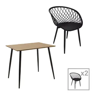 200-001017 Ezra-Cuba трпезариски сет од 3 парчиња- во црна-сонома боја 70x70x75см