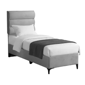 323-000026 Тапациран кревет Limit во светло сива нијанса 90x200cm