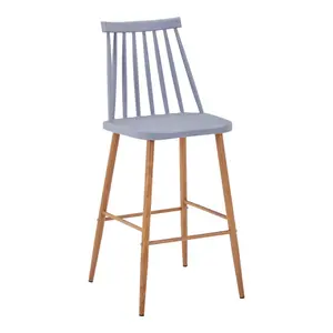 327-000049 Бар стол Aurora I во сива нијанса - природен метален ногарки 42x47x99cm