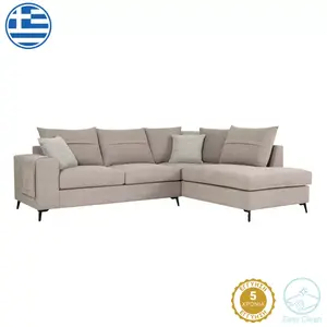 168-000074 Montana аголна софа лев агол сива-беж ткаенина-светло сиви перници