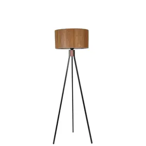 534LUN4478 Подна ламба Fısco Tripod Siyah Lambader Silindir Bambu 01 Abajurlu