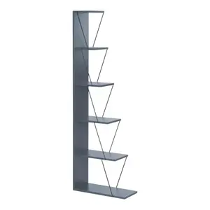 304-000006 Полица за книги Tars сива-црна 60x24x146.5cm
