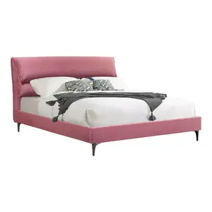 006-000051 Тапациран француски кревет Aryna од меко сомотско платно во боја на труло јаболко, 160x200cm