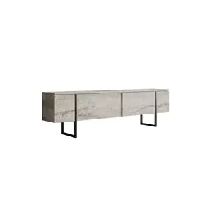 618BLY1253 Тв комода Luxe - Travertine, Black