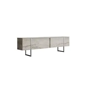 618BLY1255 Тв комода Luxe - Travertine, Silver