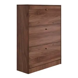 072-000131 Чевларник со 3 прегради – за 9 пара чевли – орев боја – 80x24x112cm