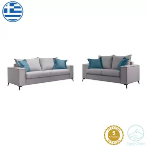 168-000096 Verona дневен сет 2 парчиња светло сива ткаенина-сини перници
