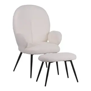 096-000044 Фотеља со табуретка Velora Бела