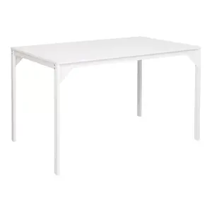 225-000055 Маса од меламин Chan во бела нијанса и бела метална нога 120x75x75cm