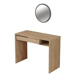 176-000152 Тоалетна маса со огледало Dorjie меламин природно-темно сива 100x44.5x75cm