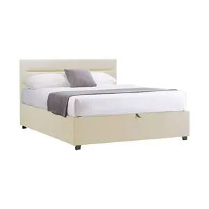 006-000058 Molito pakoworld velvet bed in ecru shade with storage space 120x200cm