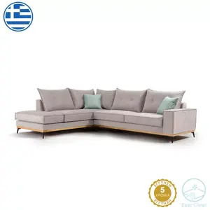 168-000014 Luxury II аголна софа десен агол сиво-небесно