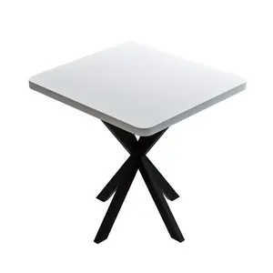 321-000094 Prestone д меламинска маса во бела нијанса и црна метална нога 70x70x75см