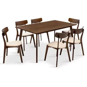 200-000190 Трпезариски сет Benson - Toto 7 парчиња 150x90x75см во Орев - беж ткаенина