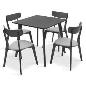 200-000181 Трпезариски сет Benson - Toto 5 парчиња 80x80x75cm во рустикална сива - сива ткаенина