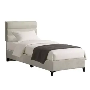 323-000028 Тапациран кревет Limit во крем нијанса 120x200cm