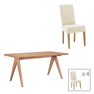 200-001053 Трпезариска маса Ditta-Winslow сет од 5 парчиња во светло оревова боја 180x85x75см