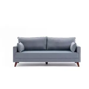 825BLC1687 Софа Bella Soft Üçlü Koltuk - Blue