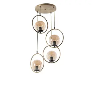 846STL2834 Лустер Ring 4 Lü Tepsili Bal Camlı Eskitme Sarkıt