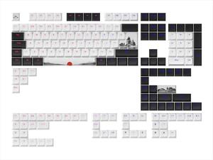 KEYBOARD MECHANICAL KEYCAPS DARK PROJECT FUJI PBT ,(ANSI & ISO LAYUOT 177PCS), Black/White, KS-1040