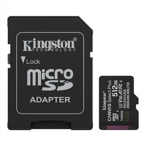 MEMORY CARD KINGSTON MICRO-SD 512GB CANVAS SELECT PLUS C10 UHS-I U1/U3 V10/30 100mb/s read, w/adapter, SDCS3/512GB
