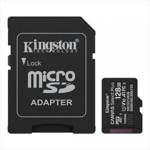 MEMORY CARD KINGSTON MICRO-SD 128GB CANVAS SELECT PLUS C10 UHS-I U1/U3 V10/30 100mb/s read, w/adapter, SDCS3/128GB