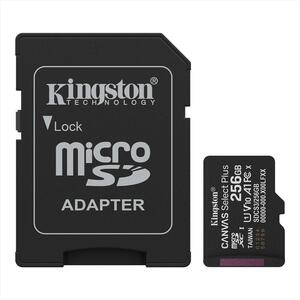 MEMORY CARD KINGSTON MICRO-SD 256GB CANVAS SELECT PLUS C10 UHS-I U1/U3 V10/30 100mb/s read, w/adapter, SDCS3/256GB