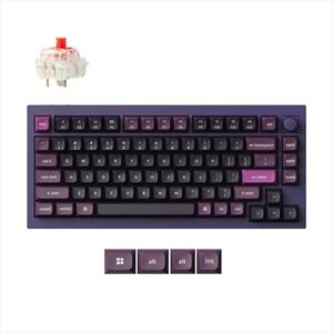 KEYBOARD MECHANICAL KEYCHRON Q1 MAX ALUMINIUM HS RGB LED 75% Gateron Jupiter RED switch,Multi-Device (Wired,2.4Ghz,BT), PURPLE, Q1M-V1