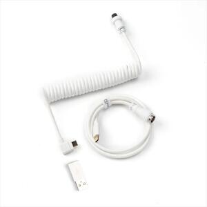 KEYBOARD ACCESSORY KEYCHRON COILED AVIATOR CUSTOM CABLE (Type-C to Type-C) w/adapter type-A to Type-C, Angled, WHITE, Cab-9