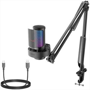 MICROPHONE FIFINE A8T RGB, w/ARM, USB Type-C, 2.0m cable, Black, A8T