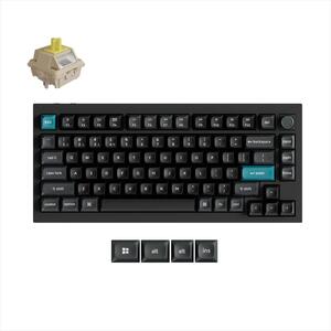 KEYBOARD WIRELESS MECHANICAL KEYCHRON Q1 ULTRA 8K ALUMINIUM HS RGB LED 75% Silk POM BANANA switch,Multi-Device (Wired,2.4Ghz,BT), BLACK, Q1U-M4
