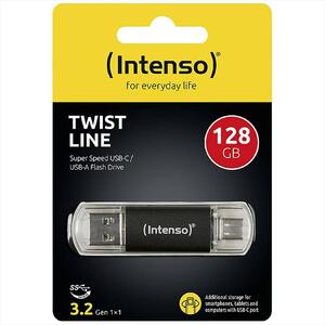 USB Flash Drive 3.2 Gen1 128GB INTENSO TWIST LINE, USB-A&USB-C, Anthracite, 3539491