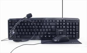 COMBO KEYBOARD MOUSE MOUSEPAD HEADPHONES WIRED GEMBIRD, Black, KBS-UO4-01