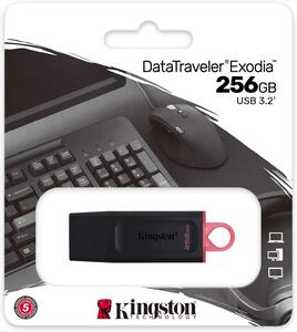 USB Flash Drive 3.2 Gen1 256GB KINGSTON DATA TRAVELER EXODIA , Black, DTX/256GB