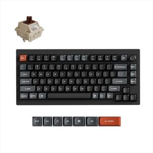 KEYBOARD WIRELESS MECHANICAL KEYCHRON V1 ULTRA 8K Polling Rate 75%, HS, RGB, Keychron Silk POM BROWN switch, OSA PBT, Black, w/knob, V1U-D3
