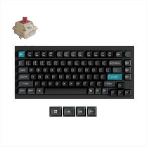KEYBOARD WIRELESS MECHANICAL KEYCHRON Q1 ULTRA 8K ALUMINIUM HS RGB LED 75% Silk POM RED switch,Multi-Device (Wired,2.4Ghz,BT), BLACK, Q1U-M1