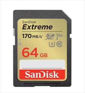 MEMORY CARD SANDISK SDXC 64GB EXTREME C10 170mb/s V30 U3, SDSDXV2-064G-GNCIN